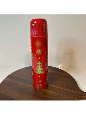 Vintage Starbucks Holiday Red Atomic Christmas Tree Stainless Steel Thermos
